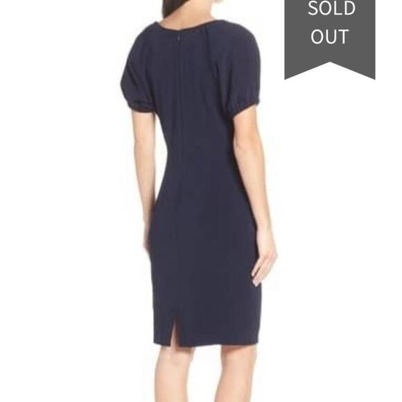 Chelsea28 Dress Womens 10 Petite Blue Ruched Puff‎ Sleeve V Neck Mini - Picture 4 of 11